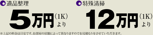 遺品整理（1K）50,000円から